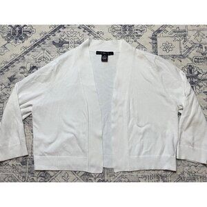 Womens White Open Front Cardigan Sweater XL By 89th & Madison Cropped Short